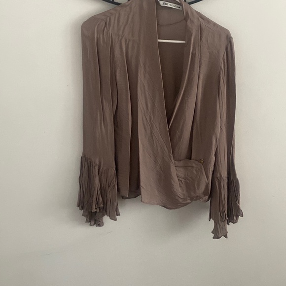Zara | Tops | Zara Wrap Ruffle Blouse | Poshmark